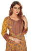 Amchoor Yellow Cotton Floral Print Kurti Set for Women's