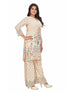 Amchoor Cream Blended Linen Floral Print KURTI SET for Women's
