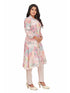 Amchoor Purple Cotton Abstract Print Indo Fusion Dress for Women's