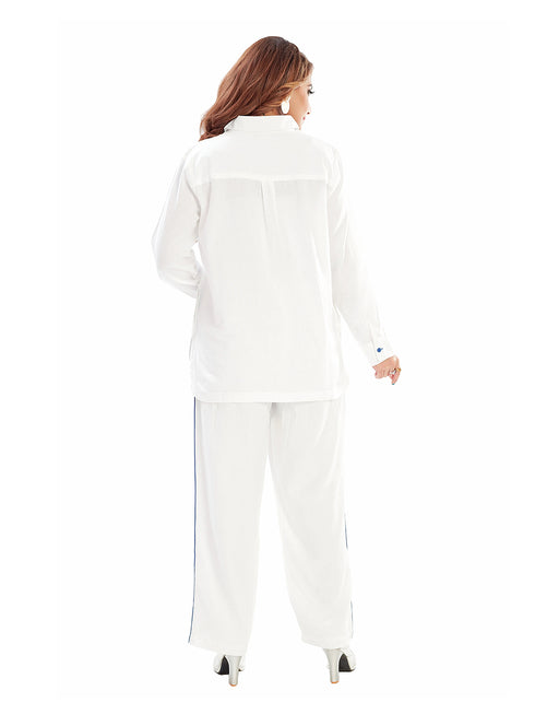 Amchoor Blue Cotton Embroidered Co-ord Set for Women's