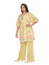Amchoor YELLOW Cotton Solid Print KURTI PANT SET for Women's