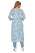 Amchoor Blue Cotton Floral Print Kurti Set for Women's