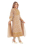 Amchoor Yellow Cotton Floral Print Kurti Set for Women's