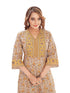 Amchoor Yellow Cotton Floral Print Kurti Set for Women's