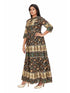 Amchoor Black Cotton Floral Print Dresses for Women's