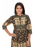 Amchoor Black Cotton Floral Print Dresses for Women's