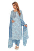 Amchoor Blue Cotton Floral Print Kurti Set for Women's