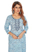 Amchoor Blue Cotton Floral Print Kurti Set for Women's