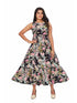 Amchoor Black Cotton Floral Print Dresses for Women's