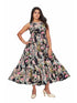 Amchoor Black Cotton Floral Print Dresses for Women's