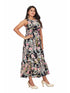 Amchoor Black Cotton Floral Print Dresses for Women's