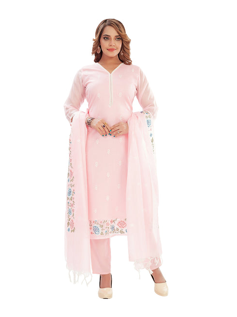 Amchoor Pink Kota Floral Print Kurti Set for Women's