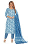 Amchoor Blue Cotton Floral Print Kurti Set for Women's