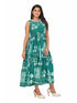Amchoor Green Cotton Geometric Print Dresses for Women's
