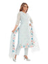 Amchoor Aqua Kota Embroidered Print Kurti Set for Women's