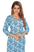Amchoor Blue Cotton Floral Print Kurti Set for Women's