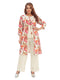 Amchoor Pink Cotton Floral Print Indo Fusion Dress for Women's