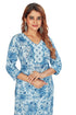 Amchoor Blue Cotton Floral Print Kurti Set for Women's