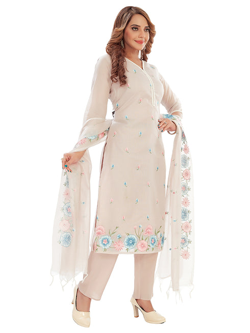 Amchoor Mauve Kota Embroidered Print Kurti Set for Women's