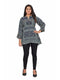 Amchoor Navy Viscose Crepe Geometric Print Top for Women's