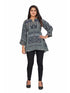Amchoor Navy Viscose Crepe Geometric Print Top for Women's