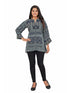Amchoor Navy Viscose Crepe Geometric Print Top for Women's