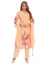 Amchoor Peach Cotton Floral Print Kurti Set for Women's