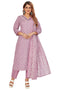 Amchoor Purple Cotton Batik Pattern Kurti Set for Women's