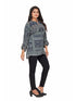 Amchoor Navy Viscose Crepe Geometric Print Top for Women's