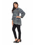 Amchoor Navy Viscose Crepe Geometric Print Top for Women's