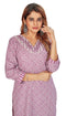 Amchoor Purple Cotton Batik Pattern Kurti Set for Women's