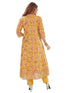Amchoor Mustard Cotton Floral Print Kurti Set for Women's