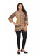 Amchoor Grey Viscose Crepe Floral Print Top for Women's