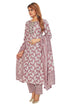 Amchoor Purple Cotton Floral Print Kurti Set for Women's