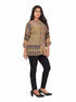 Amchoor Grey Viscose Crepe Floral Print Top for Women's