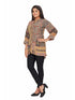 Amchoor Grey Viscose Crepe Floral Print Top for Women's