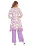 Amchoor Purple Muslin Floral Print Kurti Set for Women's