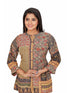 Amchoor Grey Viscose Crepe Floral Print Top for Women's