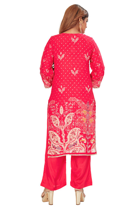 Amchoor Pink with Golden Polka Dot Zari Patterned Cotton Kurti Set for Women's