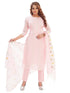 Amchoor Pink Kota Embroidered Print Kurti Set for Women's