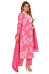 Amchoor Pink Cotton Bandhani Print Kurti Set for Women's