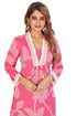 Amchoor Pink Cotton Bandhani Print Kurti Set for Women's