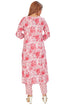 Amchoor Pink Cotton Floral Print Kurti Set for Women's