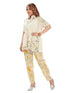 Amchoor Beige Cotton Floral Print Co-ord Set for Women's