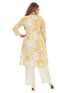 Amchoor Yellow Cotton Floral Print Indo Fusion Dress for Women's