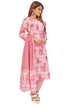 Amchoor Pink Cotton Floral Print Kurti Set for Women's