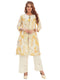 Amchoor Yellow Cotton Floral Print Indo Fusion Dress for Women's
