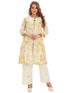 Amchoor Yellow Cotton Floral Print Indo Fusion Dress for Women's