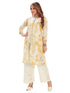 Amchoor Yellow Cotton Floral Print Indo Fusion Dress for Women's