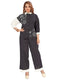 Amchoor Black Cotton Floral Print Co-ord SET for Women's